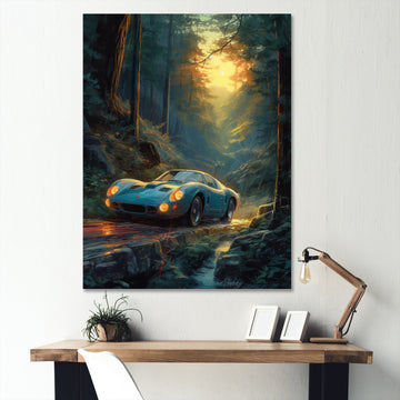 Forest Drives In Classic Car I - Car Vintage Canvas Wall Art